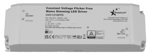 100W 12VDC 2.7 ~ 8.3A IP20 Triac Dimmable LED Driver