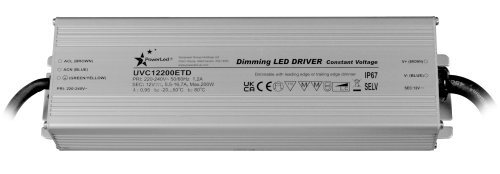 200W 12VDC 5.5 ~ 16.7A IP67 Triac Dimmable LED Driver
