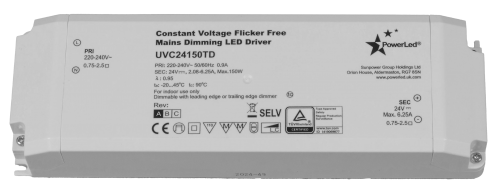 150W 24VDC 0.9A IP20 Triac Dimmable LED Driver