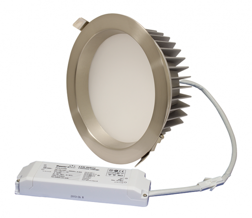 22W 3000K 100º Beam Angle IP44 Fixed Satin Nickel Triac Dimmable LED Downlight