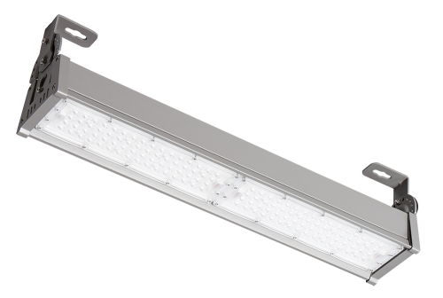 160W linear highbay delivering 20940lm of 5000K light with IP65 protection, IK08 impact rating, aluminium housing and 30° x 70° lens