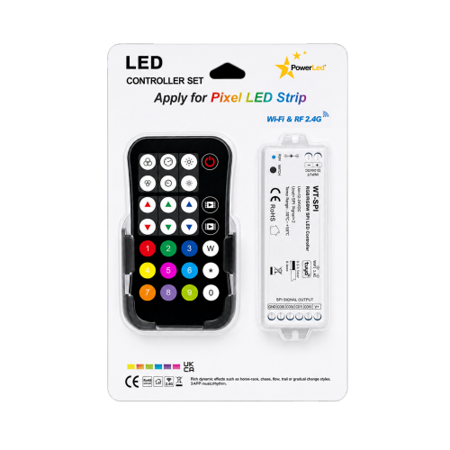 5-24VDC WiFi & RF SPI Pixel RGB/RGBW LED Controller Kit with Remote