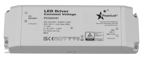 100W 24VDC 0.1 ~ 4.16A IP20 Rated Constant Voltage LED Driver